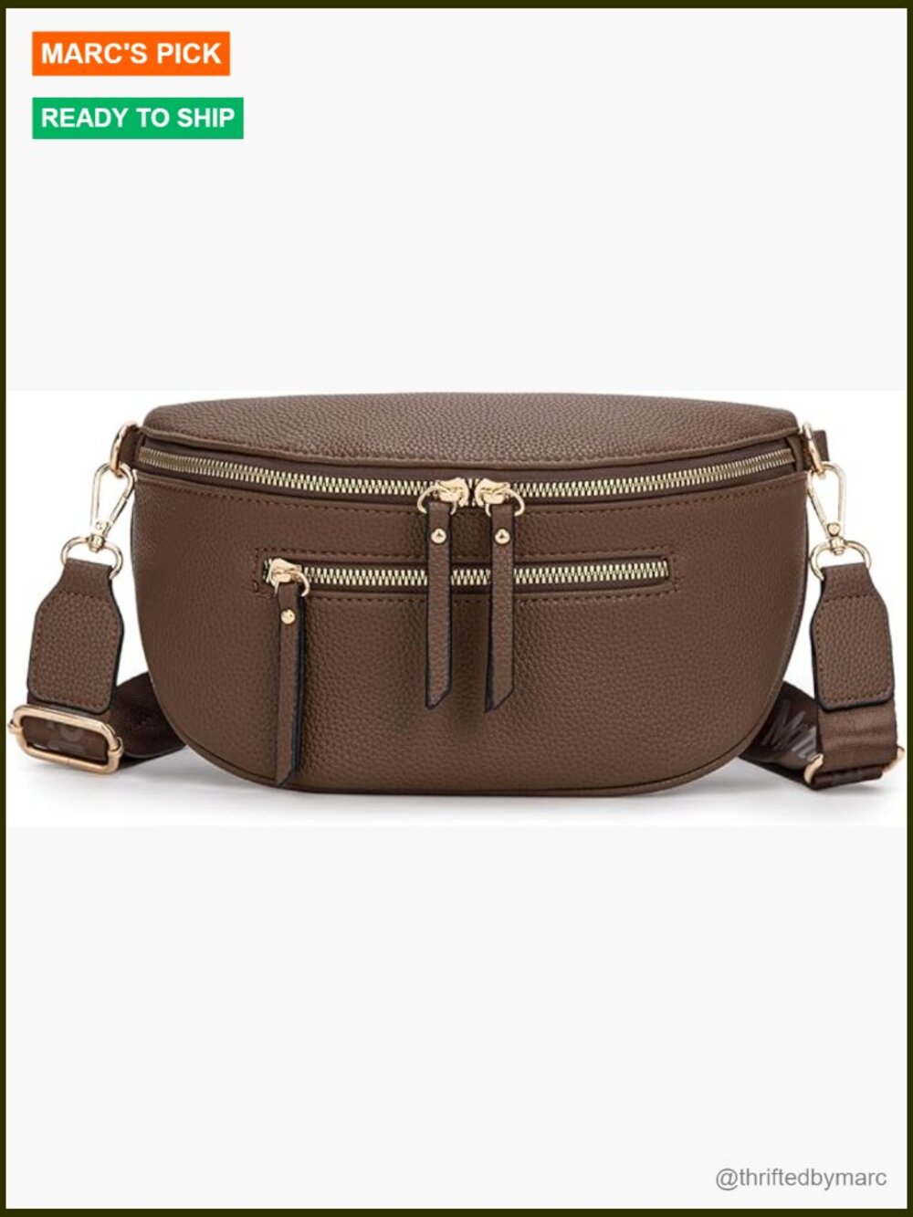 Vegan Leather Crossbody Bag With Adjustable Strap, 4 Pockets